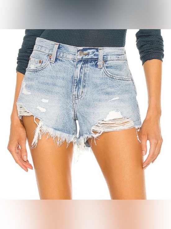 pistola Pants - PISTOLA Light Wash Distressed Cut-Off Shorts - 26